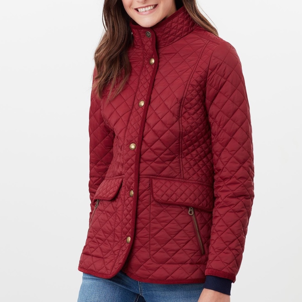NWT Joules Newdale Quilted Jacket - color redwine.